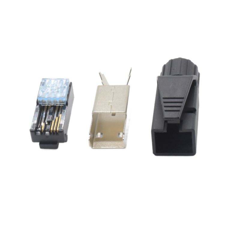 RJ45 8P4C 不锈钢带屏蔽防水4芯公头