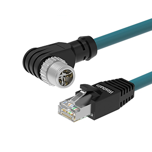 M12-8芯X编码公头转RJ45工业以太网连接器千兆数据传输网线